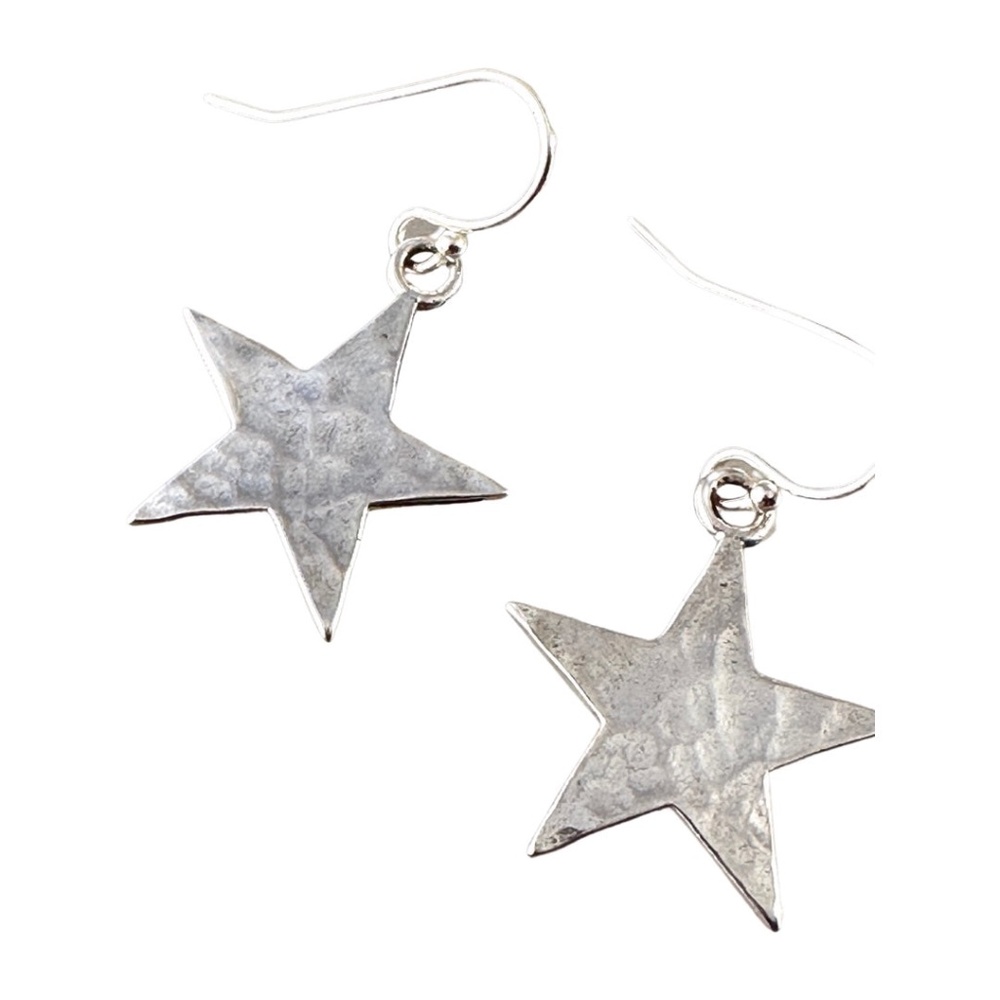 Sterling Silver Hammered Star Earrings